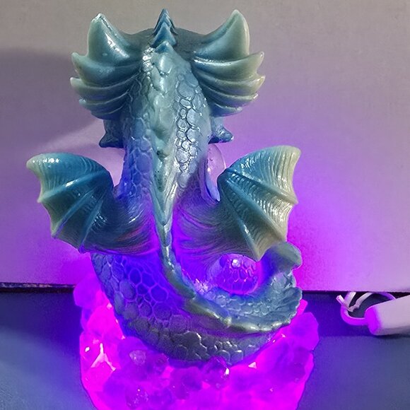 Amethyst Nest Baby Dragon Light Crystal Agate Base USB Fantasy Lamp Decor - Picture 5 of 9